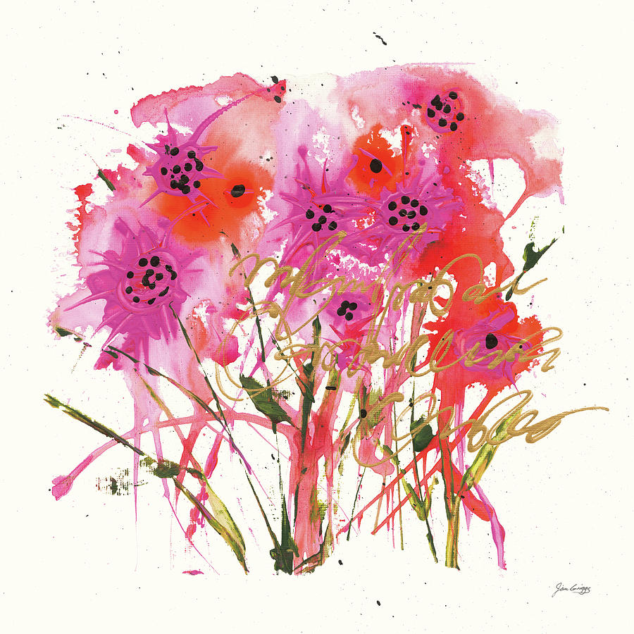 Florals Painting - Flower Talk Gold by Jan Griggs Florals Painting - Flower Talk Gold by Jan Griggs