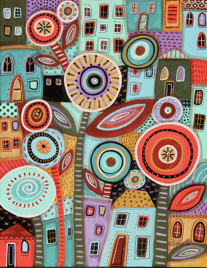 Flower Town 1 Painting by Karla Gerard - Fine Art America