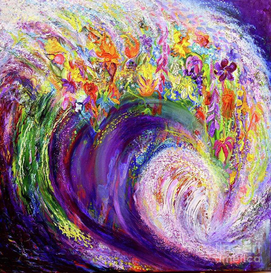Flower Wave Painting by Anne Cameron Cutri