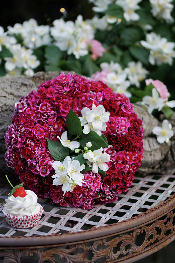 Flower Wreath Made Of Sweet William dianthus Barbatus And Jasmine jasminum Photograph by Angelica Linnhoff