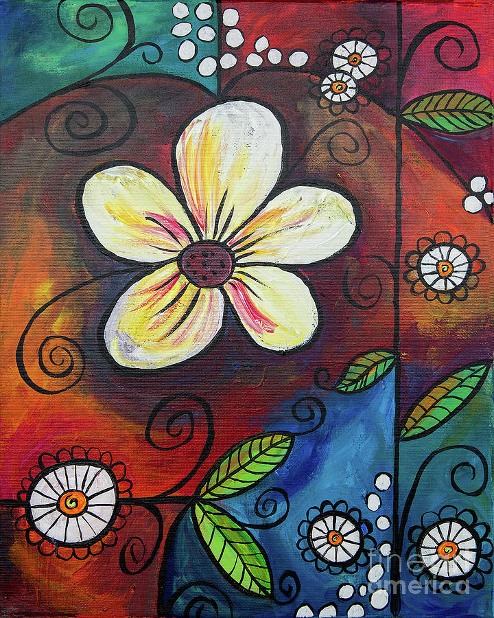 Flower Zen Painting by Kathy Strauss