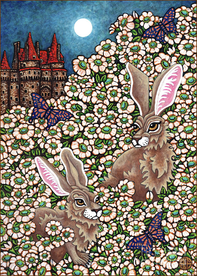 Flowered Hare 3 Painting by Amy E Fraser
