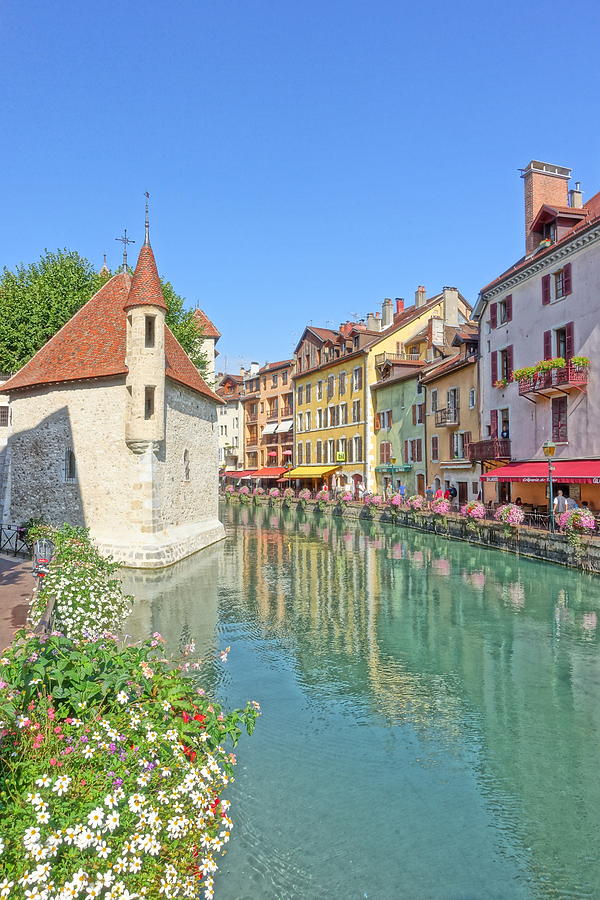 Flowers along canal in Annecy France Photograph by Patricia Caron