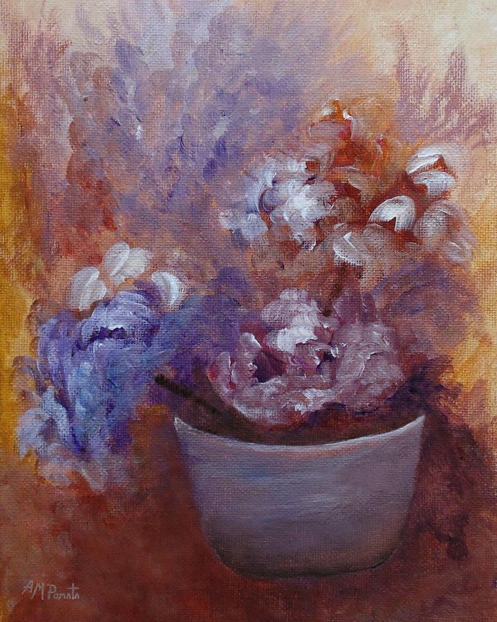 Flowers and Clay Painting by Angeles M Pomata