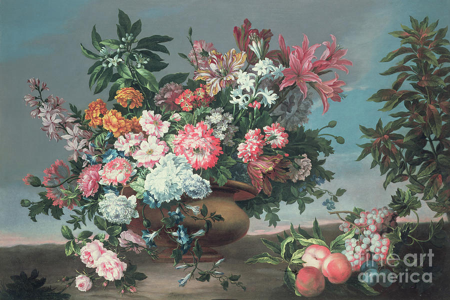 Flowers And Fruit, 17th Century Painting by Jean-baptiste Monnoyer