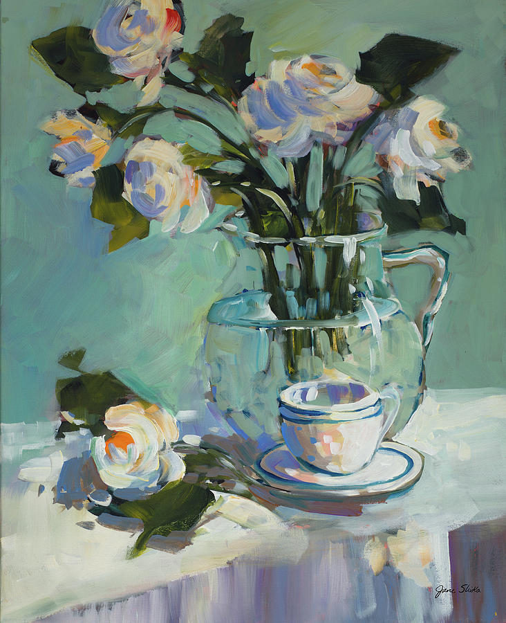 Tea Painting - Flowers And Tea by Jane Slivka