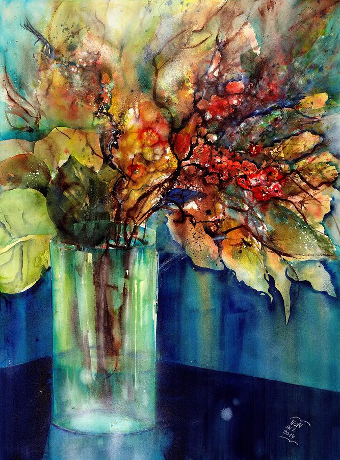 Flowers - Bouquet with red Berries Painting by Sabina Von Arx
