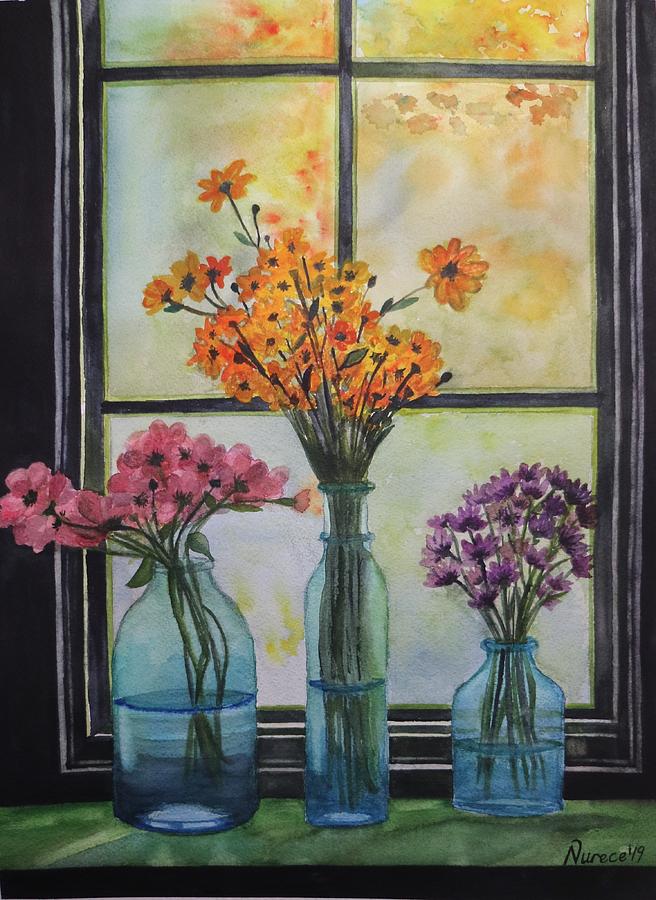 Painting By Numbers Flowers In The Window Sill Lovely Design
