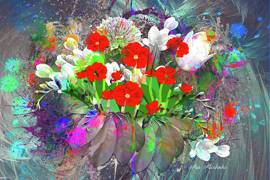 Flower Mixed Media - Flowers Explosion by Ata Alishahi