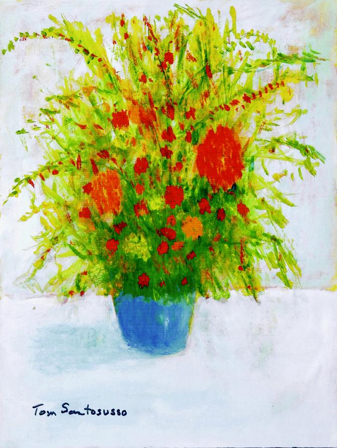 Bouquet of Red Flowers Painting by Thomas Santosusso