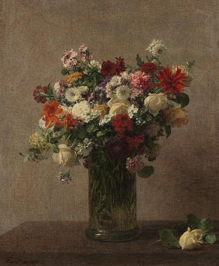 Flowers from Normandy. Painting by Henri de Fantin-Latour -1836-1904-