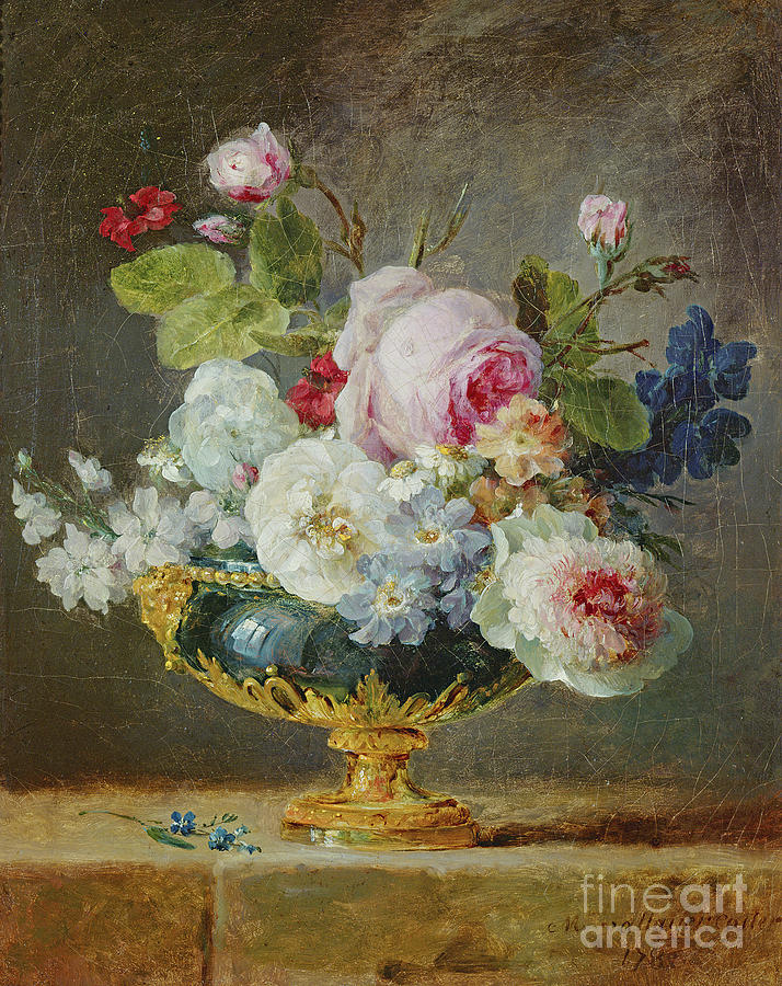Flowers In A Blue Vase, 1782 Painting by Anne Vallayer-coster