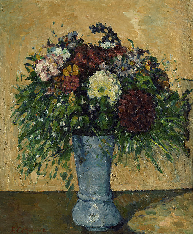 Paul Cezanne Painting - Flowers in a Blue Vase, 1877 by Paul Cezanne
