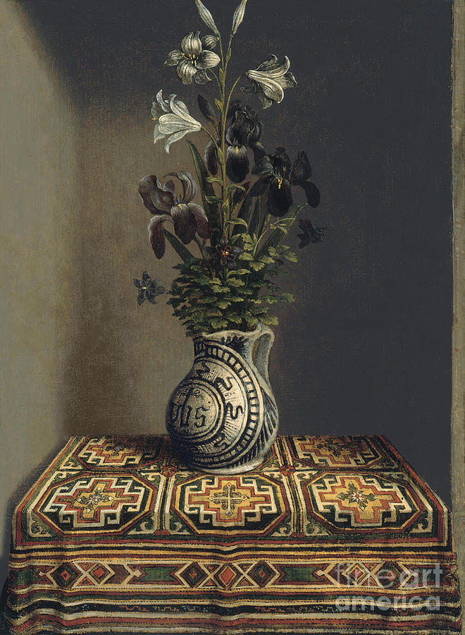 Flowers In A Jug, Ca 1485. Artist Drawing by Heritage Images