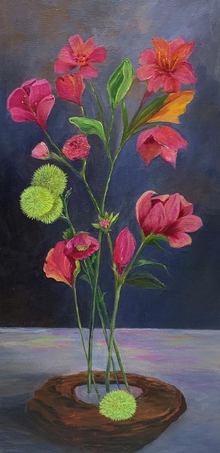 Flowers in a Rock Painting by Jane Ricker