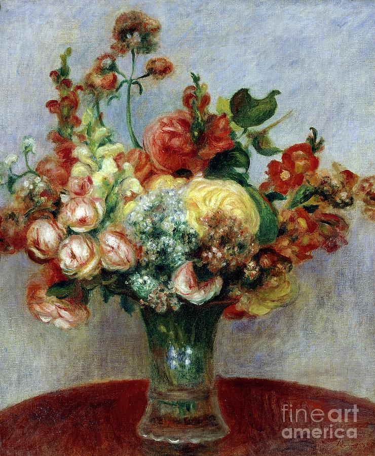 Flowers In A Vase By Pierre Auguste Renoir, 1898 Painting by Pierre-auguste Renoir