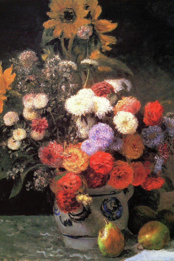 Flowers in a vase Painting by Pierre-August Renoir
