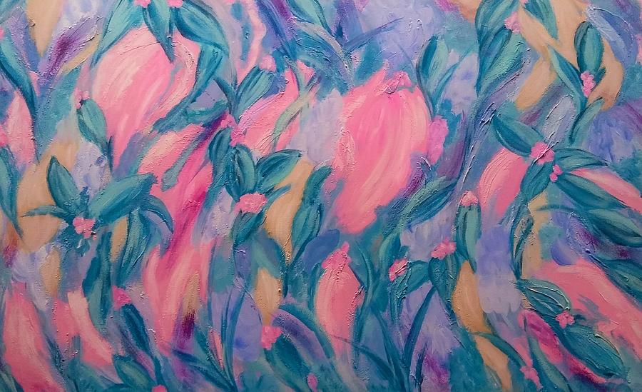 Pink Painting - Flowers in the field by Vickie G Buccini
