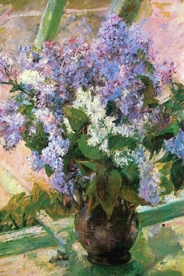 Flowers in the window Painting by Mary Cassatt