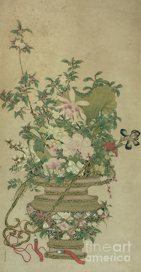 Flowers Of The Four Seasons, Qing Dynasty Painting by Chinese School