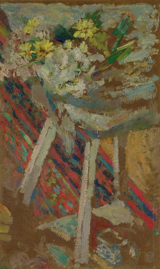 Flowers On A Stool Painting by Edouard Vuillard Flowers On A Stool Painting by Edouard Vuillard