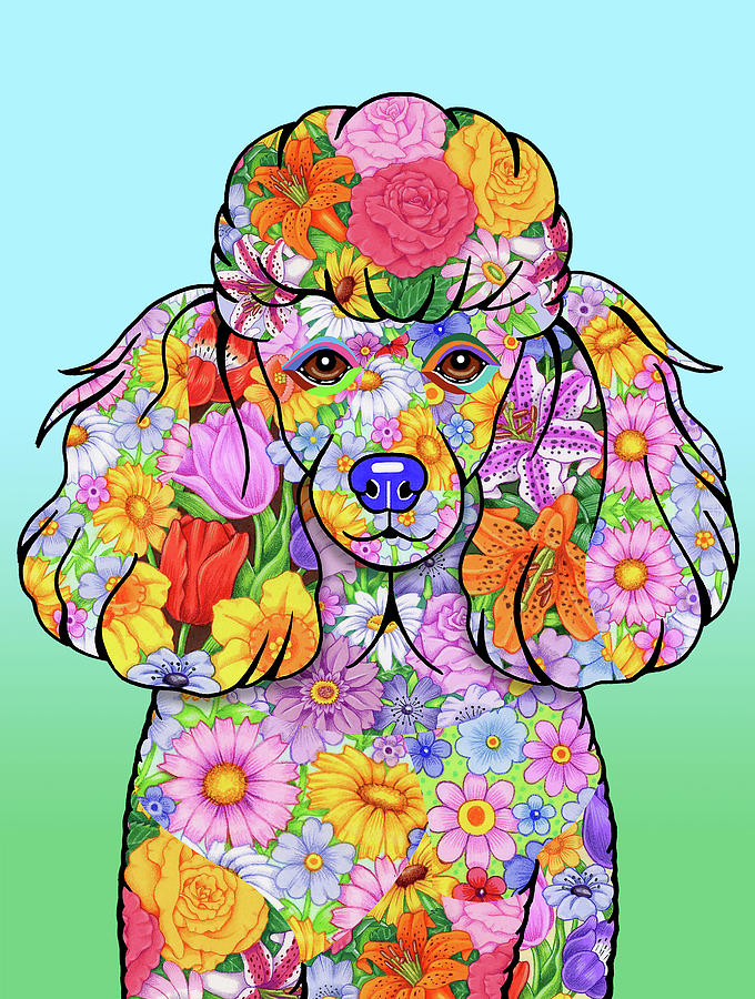 Flower Mixed Media - Flowers Poodle by Tomoyo Pitcher