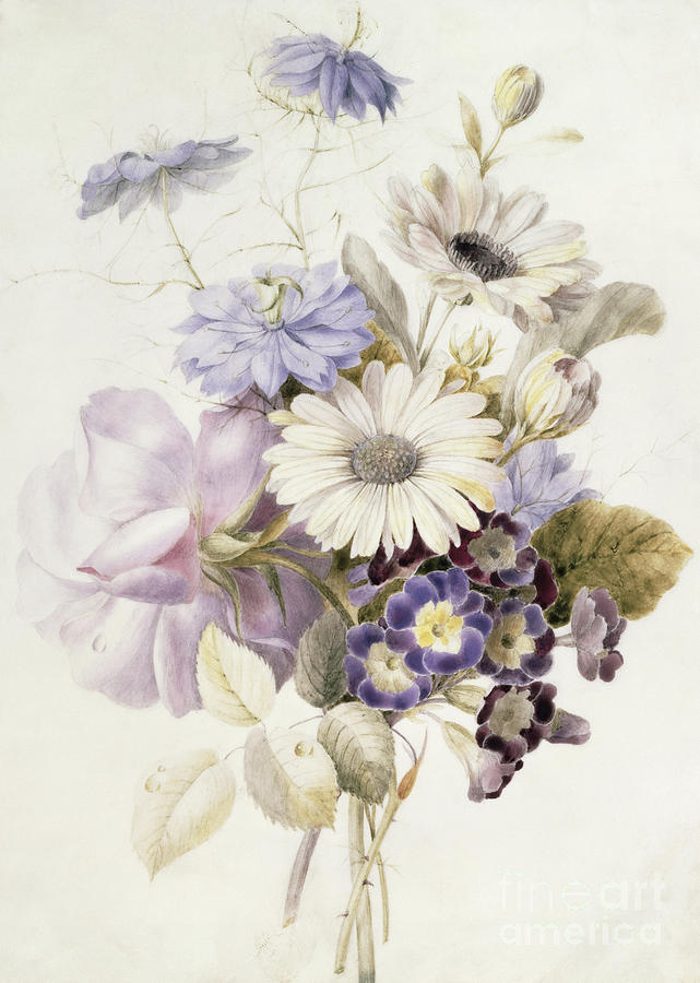 Flowers with Daisies, 1840 Painting by French School
