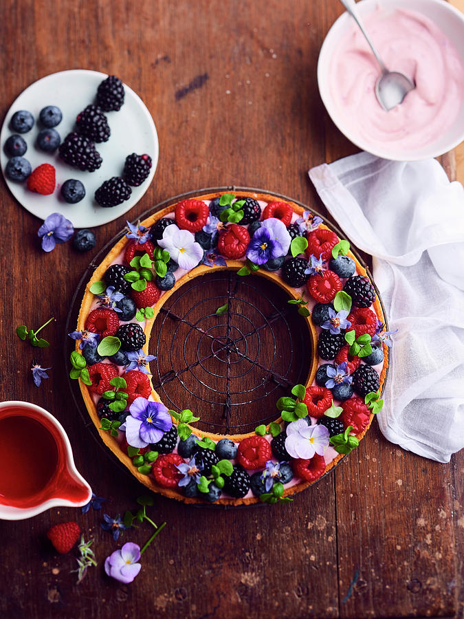 Flowery And Fruity Crown Tart Photograph by Deslandes