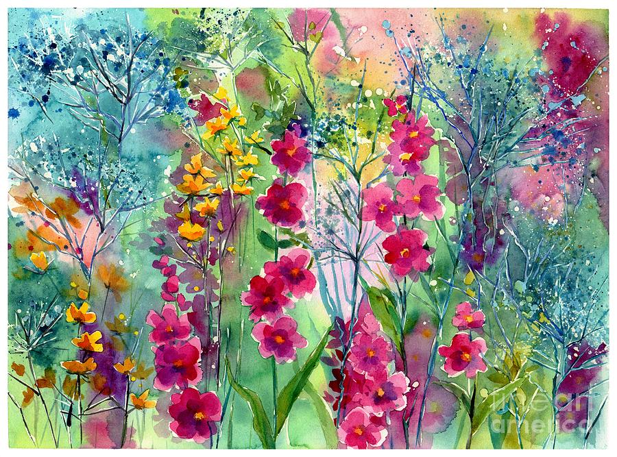 Pink Painting - Flowery Fairy Tales by Suzann Sines Pink Painting - Flowery Fairy Tales by Suzann Sines