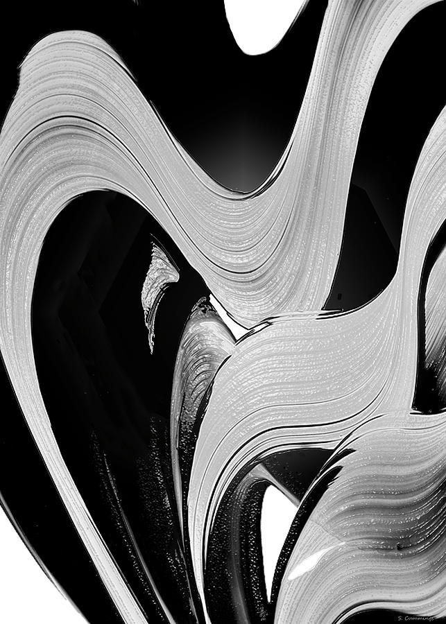 Flowing Black And White Art - Black Beauty 22 - Sharon Cummings Painting by Sharon Cummings