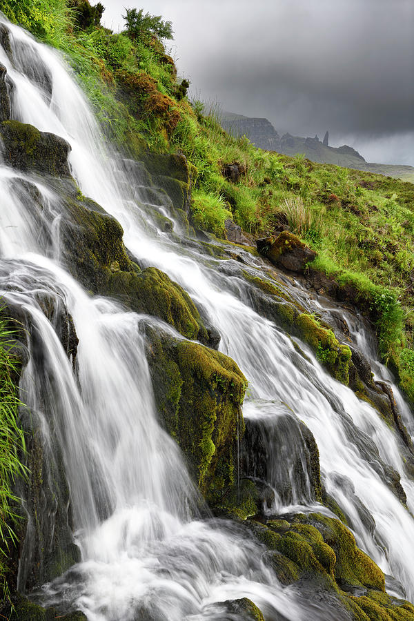 Flowing Brides Veil WaterFalls to Loch Leathan at The Storr wit Photograph by Reimar Gaertner