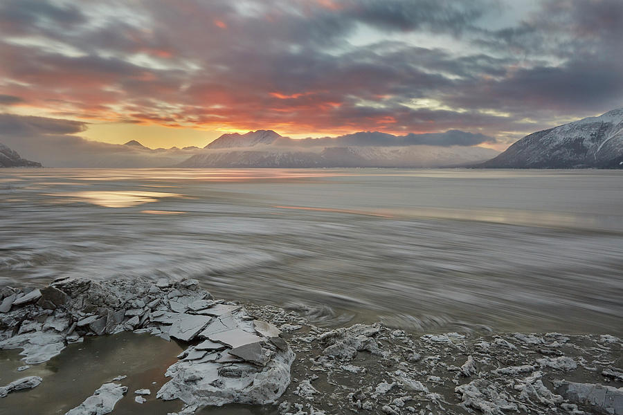 Anchorage Photograph - Flowing Ice on Turnagain Arm by Tim Grams