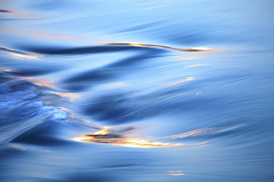 Flowing Water Background In Blue Color Photograph by Bihaibo