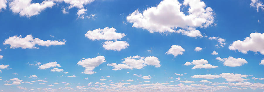 Fluffy Clouds Blue Sky Panorama By Turnervisual