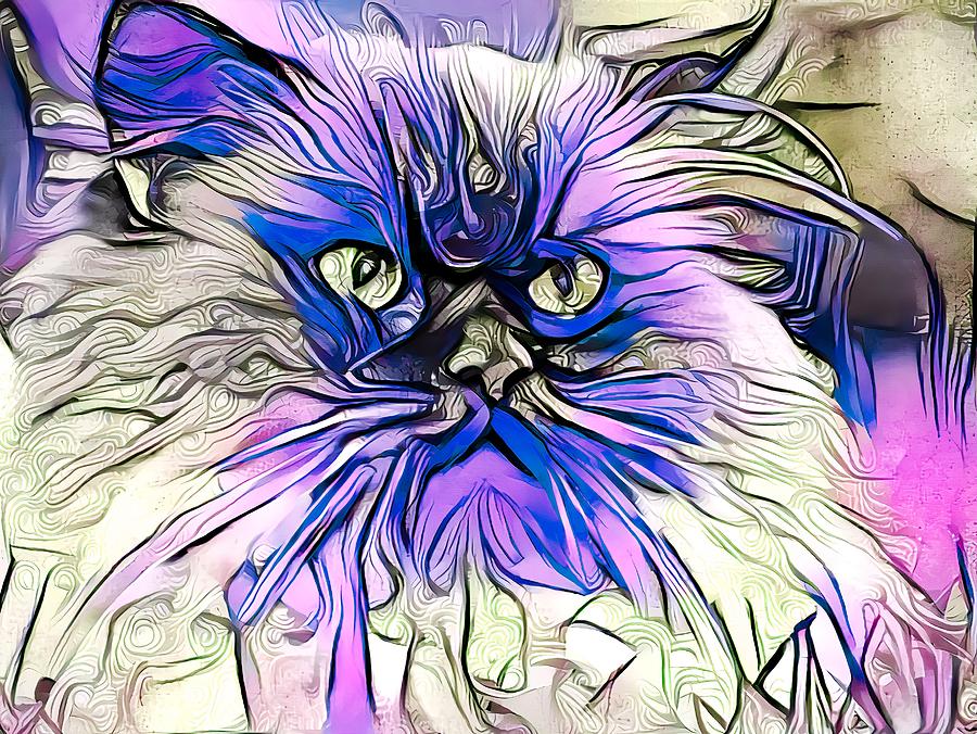Fluffy Purple Himalayan Cat Digital Art by Don Northup