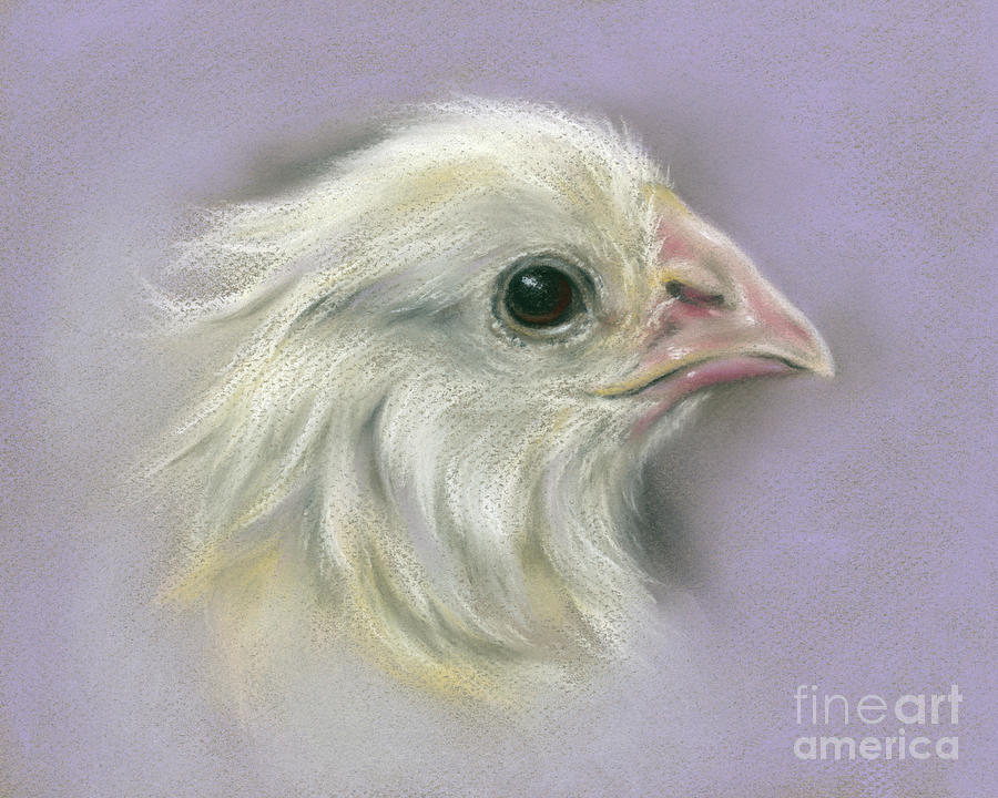 Fluffy Yellow Chick on Purple Painting by MM Anderson