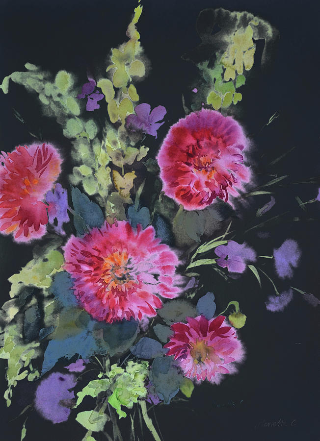 Flower Mixed Media - Fluid Flowers 1 by Marietta Cohen Art And Design