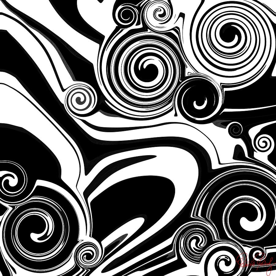 Fluid Painting Black and White Painting by Patricia Piotrak