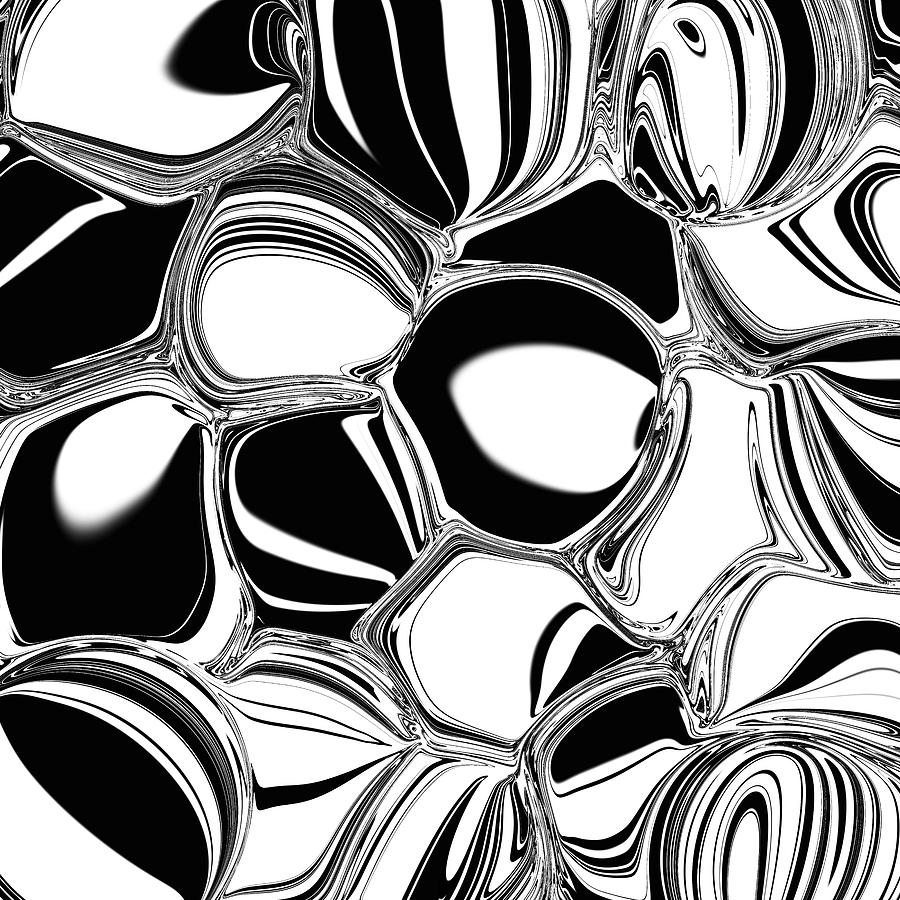 Fluid Painting Black White Circular Pattern Painting by Patricia Piotrak