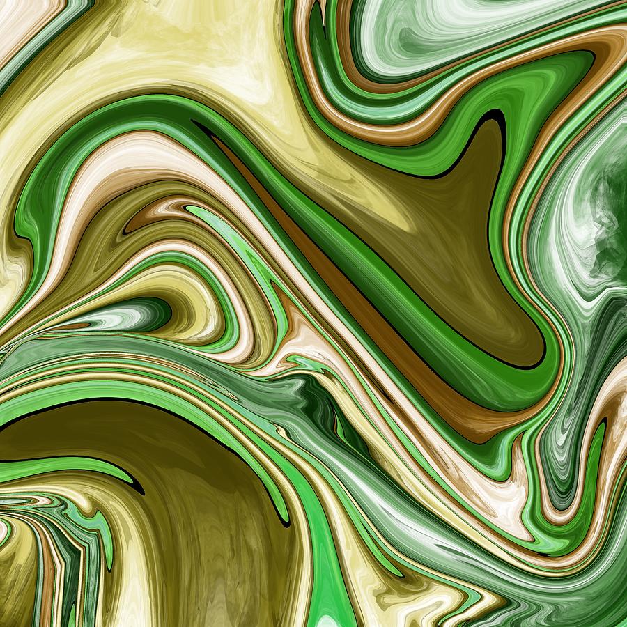 Fluid Painting Brown and Green Painting by Patricia Piotrak
