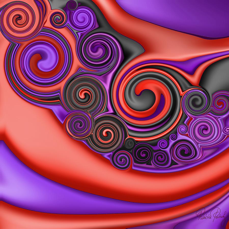 Fluid Painting Red and Purple Painting by Patricia Piotrak