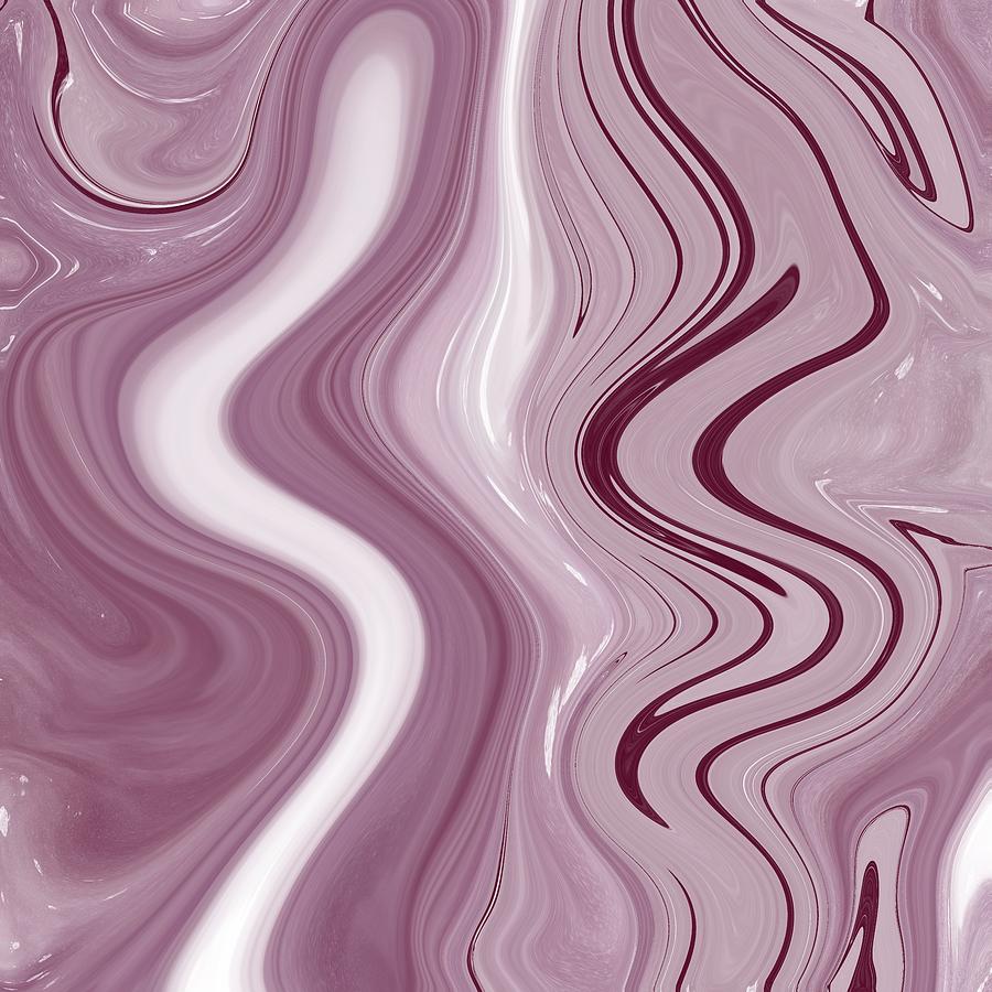 Fluid Painting Wave Pattern Purple White and Black Painting by Patricia Piotrak