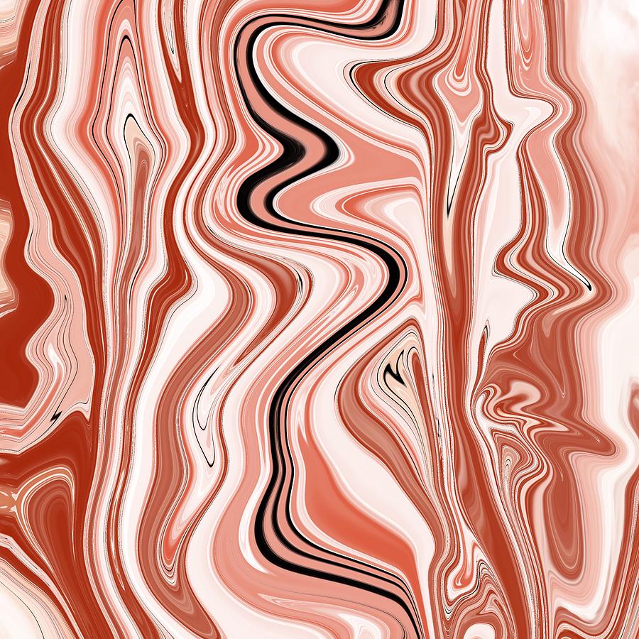 Fluid Painting Wave Pattern Red and Black Painting by Patricia Piotrak