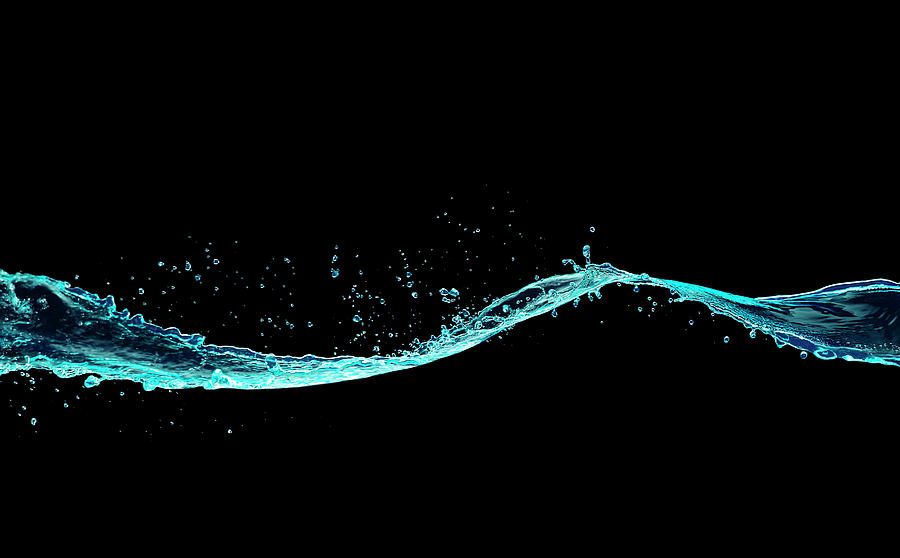Fluorescent Blue Water Splash Black by Biwa Studio