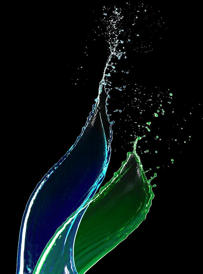 Fluorescent Color Water Splash Black Photograph by Biwa Studio