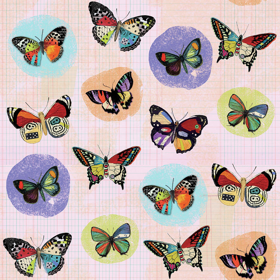 Butterfly Digital Art - Flutter Collage Pattern Repeat 2 by Holli Conger