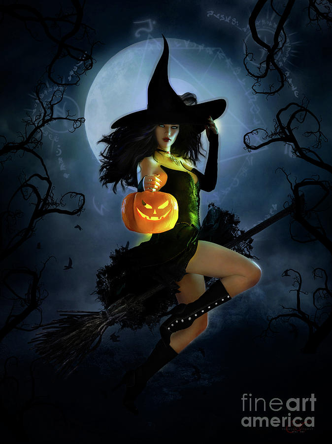 Fly by Night Halloween Mixed Media by Shanina Conway