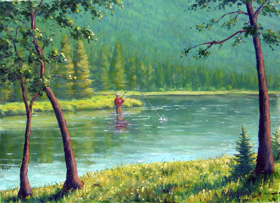 Fly Fisherman Painting by Rick Hansen