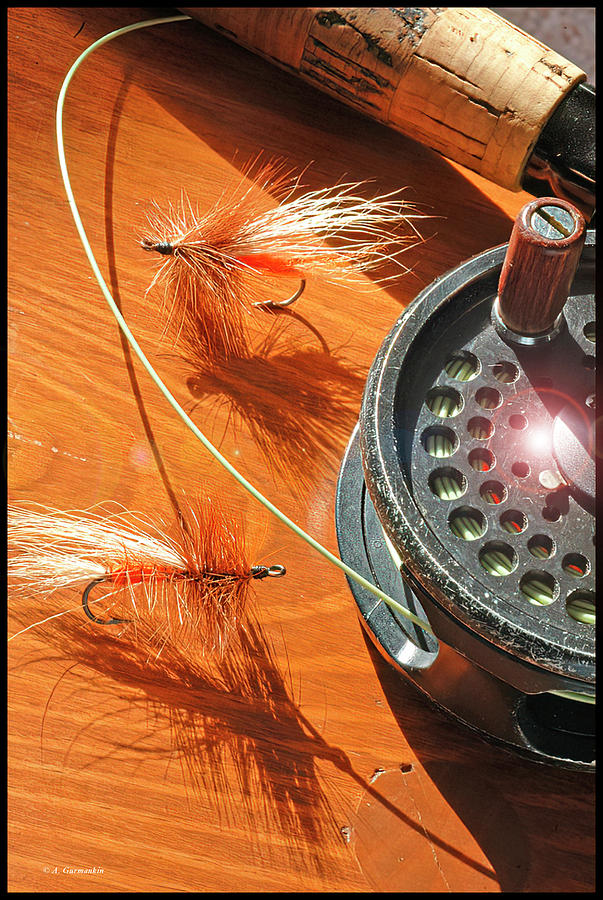 Fly Fisherman Table, Flies, Line and Reel Photograph by A Macarthur Gurmankin