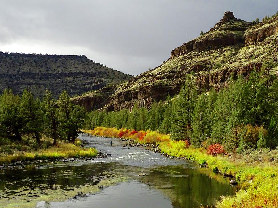 Fly Fishing along the Crooked River Photograph by Brent Bunch